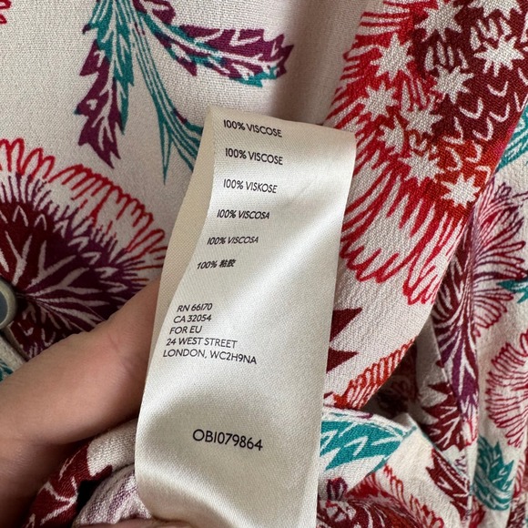 Tugboat Anthropologie Saraya Floral‎ Tie Front Blouse Size Small Multicolor Boho - Picture 9 of 12